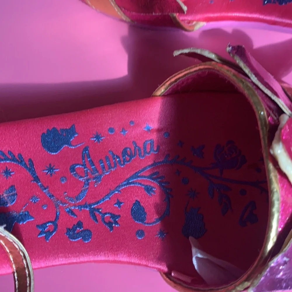 GIRL’S DISNEY PRINCESS AURORA SLEEPING BEAUTY PINK SHOES HALLOWEEN COSTUME 12T